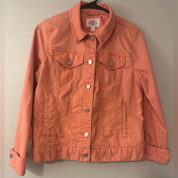 Market & Spruce Jackets & Blazers - Market & Spruce Pink Camila Boyfriend Stretch Denim Jean Jacket Coat Women’s Med